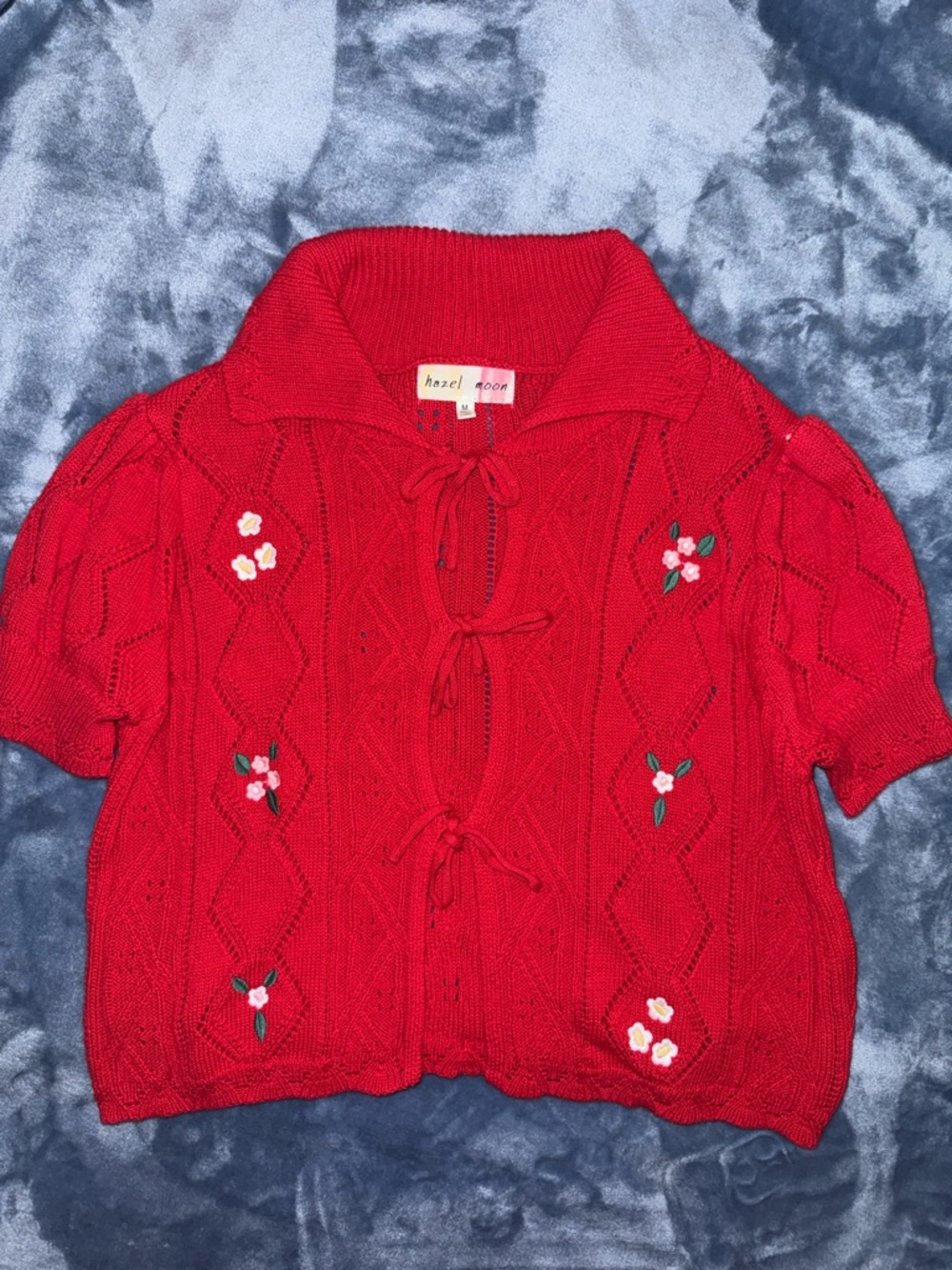 Hazel Moon Red Knit Tie-Front Top